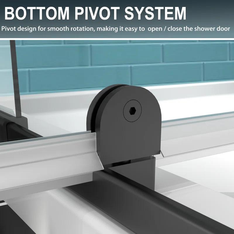 28 - 32 in. W x 71 in. H Pivot Semi-Frameless Sliding Shower Door in Matte Black with Clear SGCC Tempered Glass