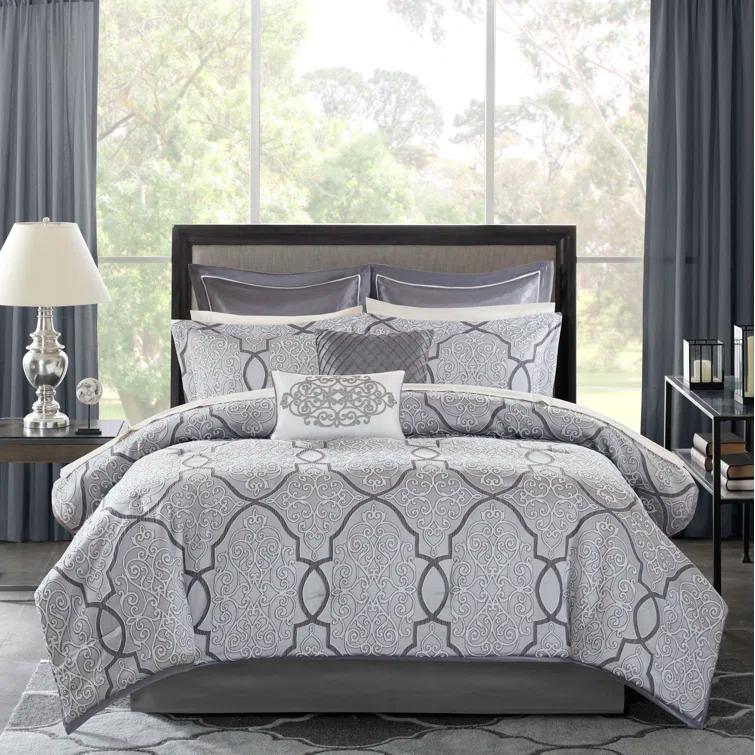 Madison Park Lavine 12 Piece Comforter Set with Cotton Bed Sheets