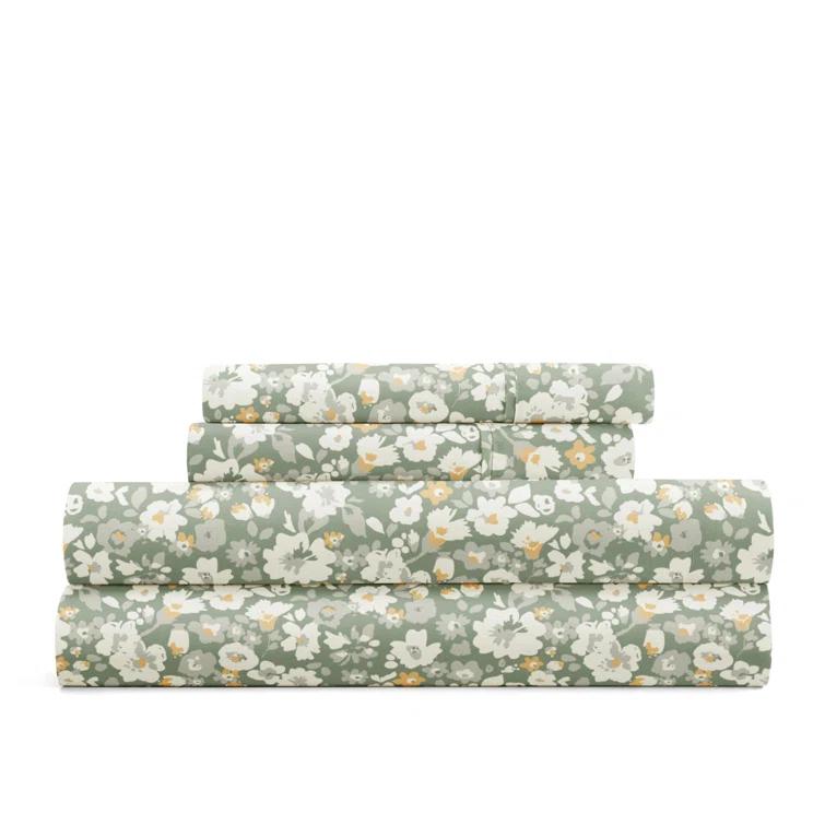 IEnjoy Home 4 Piece Sheet Set Patterned Microfiber Ultra Soft Bedding in Floral Dream