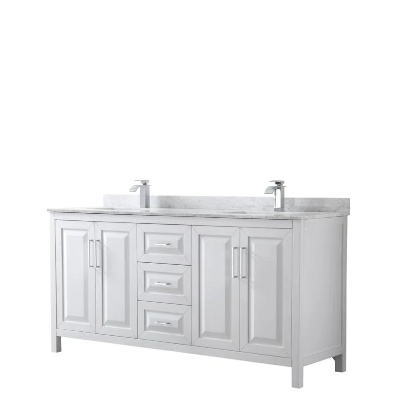 Wyndham Collection Daria 72'' Double Bathroom Vanity with Carrara Marble Top