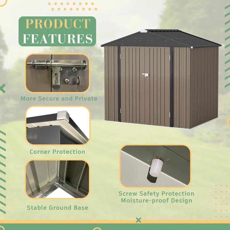 Devoko 8 ft. W x 6 ft. D Metal Storage Shed