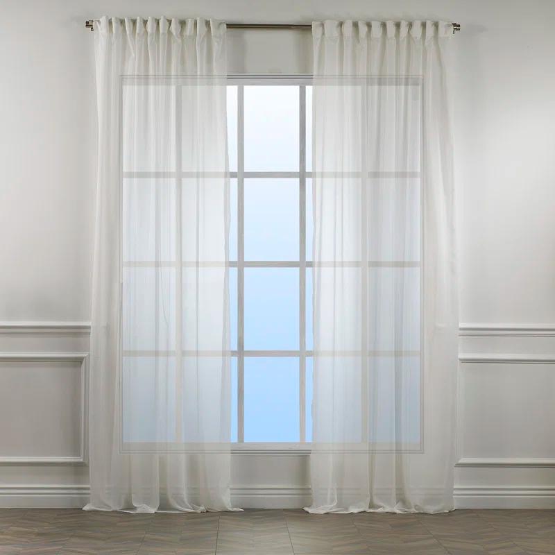 Extra Wide & Extra Long Faux Silk Crep Chifon Sheer Curtain Panels (Set of 2)