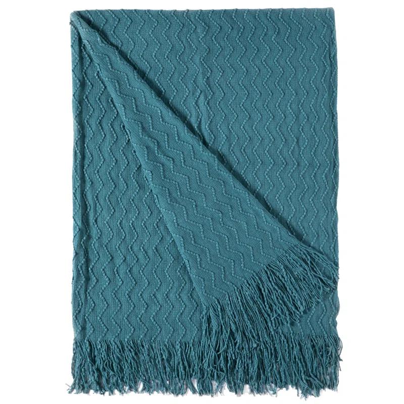 Decorative Throw Blanket - 50x60" Soft Knit with Fringe Edges for a Cozy Touch to Your Living Space
