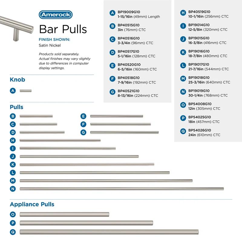 Bar Pulls Center to Center Bar Pull