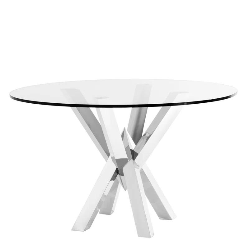 Eichholtz Triumph Round Glass Top Metal Base Dining Table