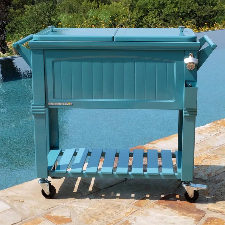 Permasteel 80 Qt. Furniture Style Rolling Patio Cooler