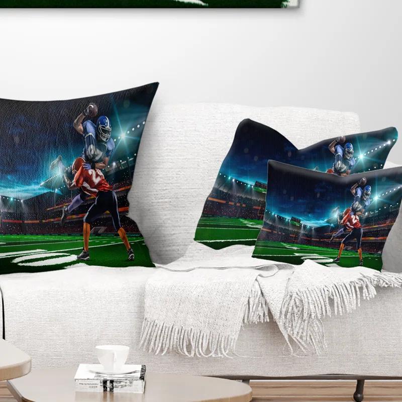 Design Art American Football Player - Sports Printed Throw Pillow