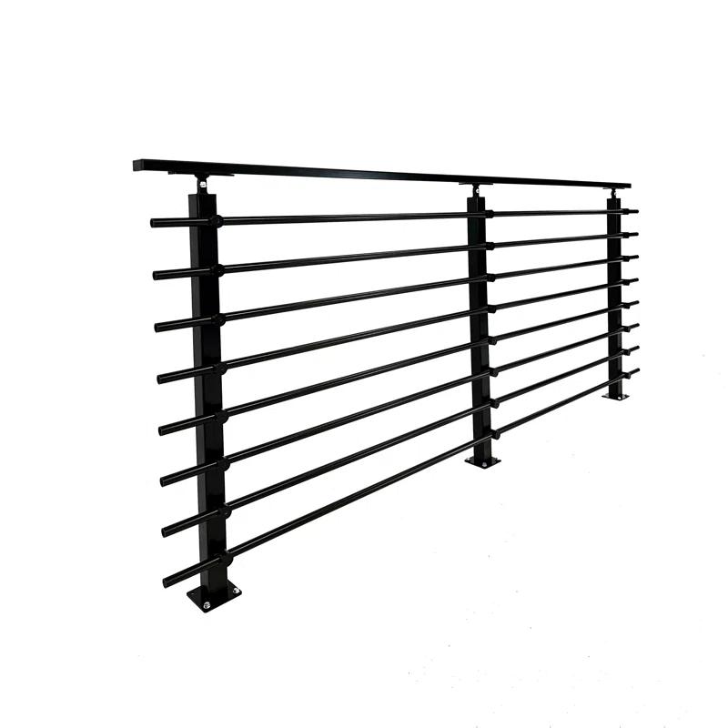 Concept Fusion Modern Horizontal Adjustable Railing Banister System for Staircases Balconies and Decks Complete Guard Railing Kit