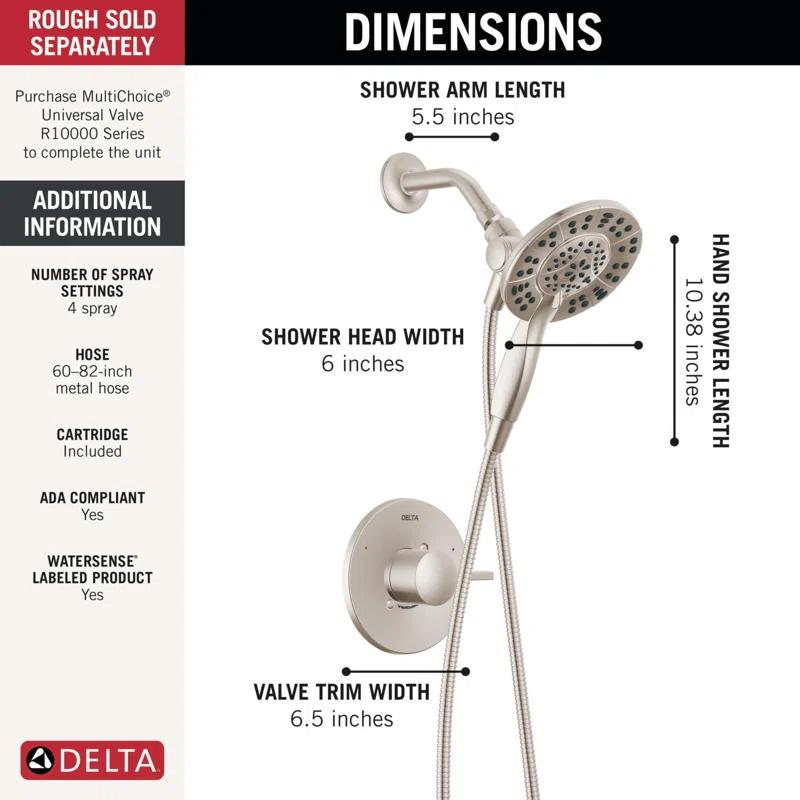 Delta T142855-SP-I Monitor 14 Series Shower Only Trim Only with In2ition Hand Shower