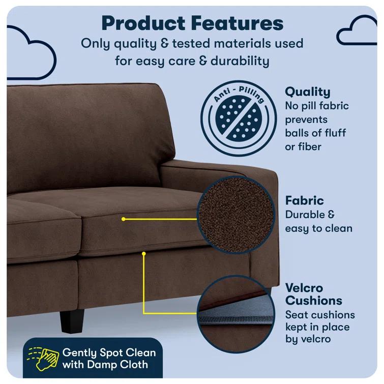 Serta Palisades 78" Track Arm Sofa, Easy Care Fabric, Soft Pillow Back, Pocket Coil Seat Cushions