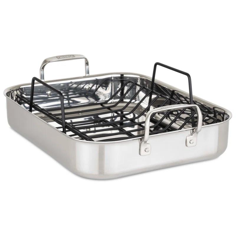 Viking ® 3-Ply Stainless Steel Roasting Pan with Rack and Thermometer Set