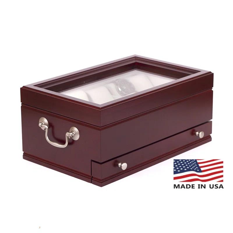 American Chest Wood Watch Box + Drawers