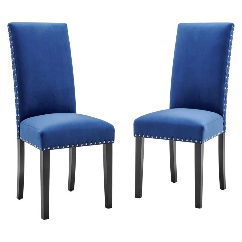 Modway Silver Orchid Lind Velvet Nailhead Trim Dining Side Chairs
