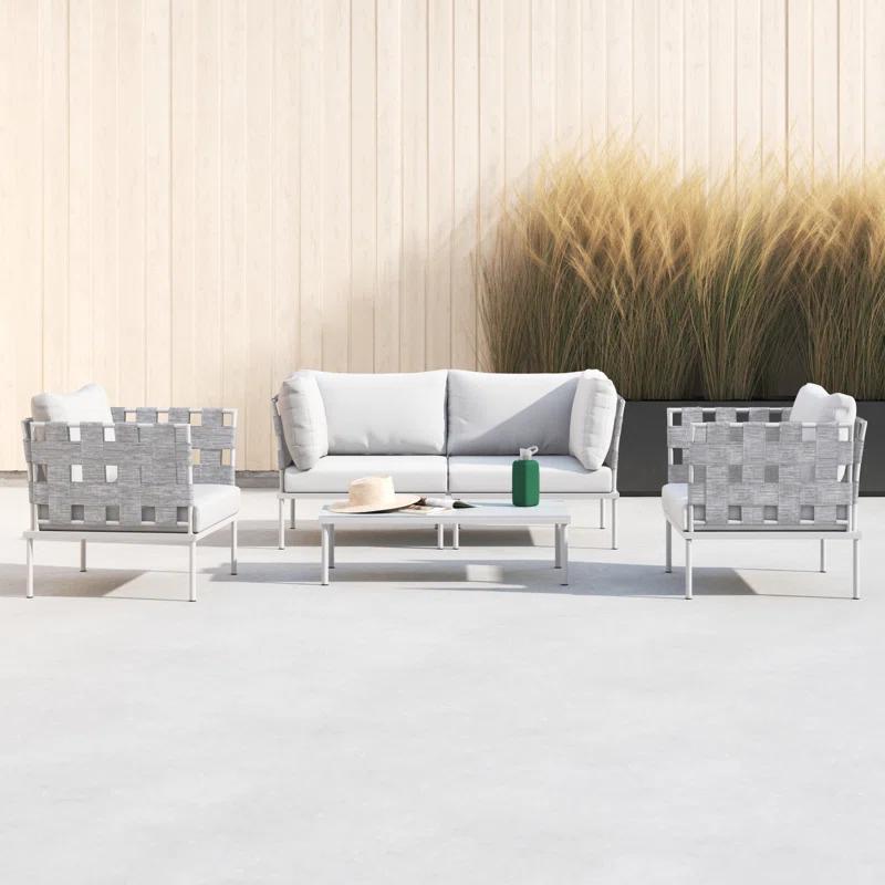 Modway Harmony 5 Piece Outdoor Patio Aluminum Sectional Sofa Set