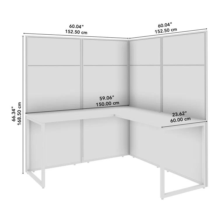 Bush Business Furniture Easy Office L-Shaped 1 Person Cubicle with Cable Management