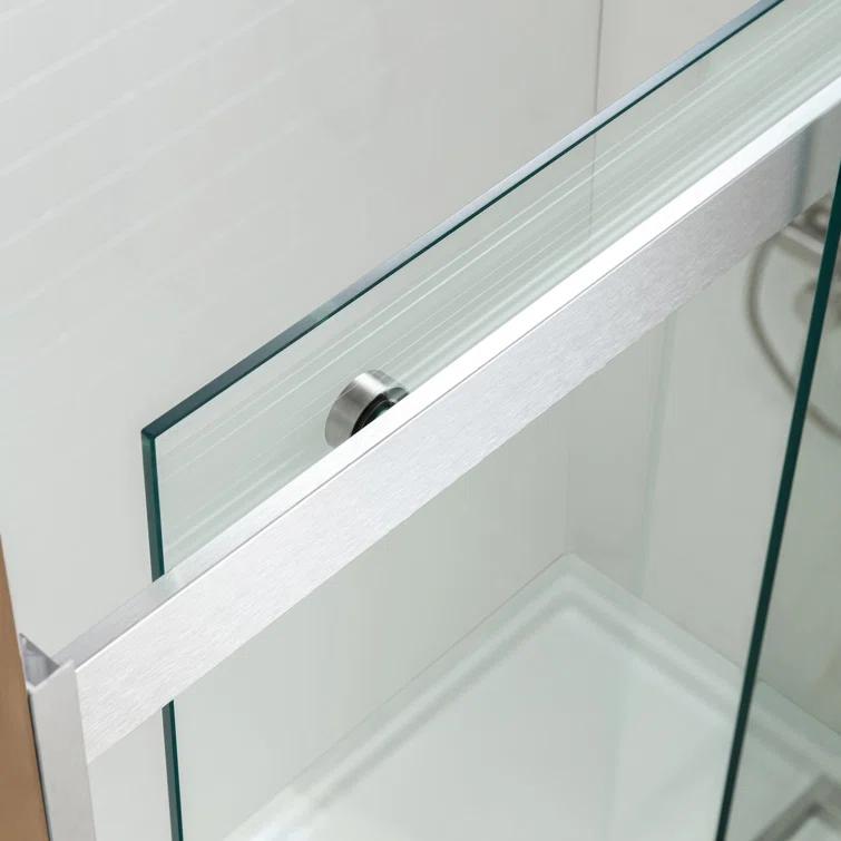 WoodBridge 44-48" W x 80" H Double Sliding Semi- Frameless Shower Door with 5/16"(8mm) Clear Tempered Glass SURFK-4880--BN