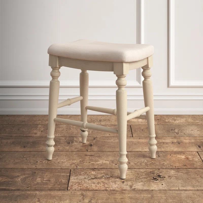 Elegant Marino 25" White Washed Wood Backless Counter Stool