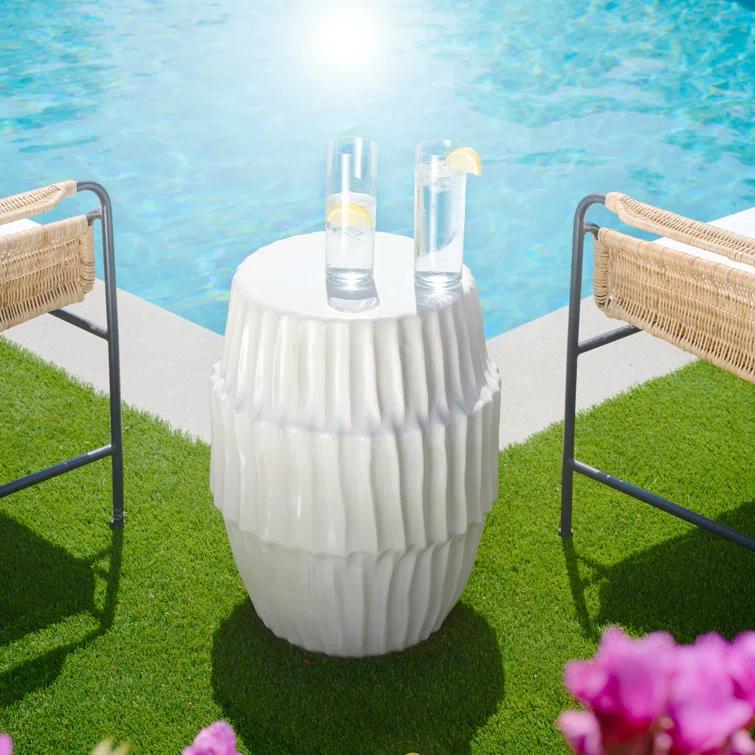 Jamie Young Co Algae Hollow Center Coastal Ceramic Side Table in White