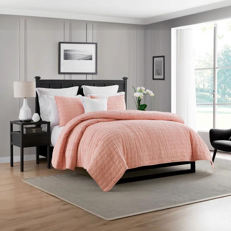 Swift Home Ultra Soft Crinkle Washed Microfiber 3-Piece Quilt Set