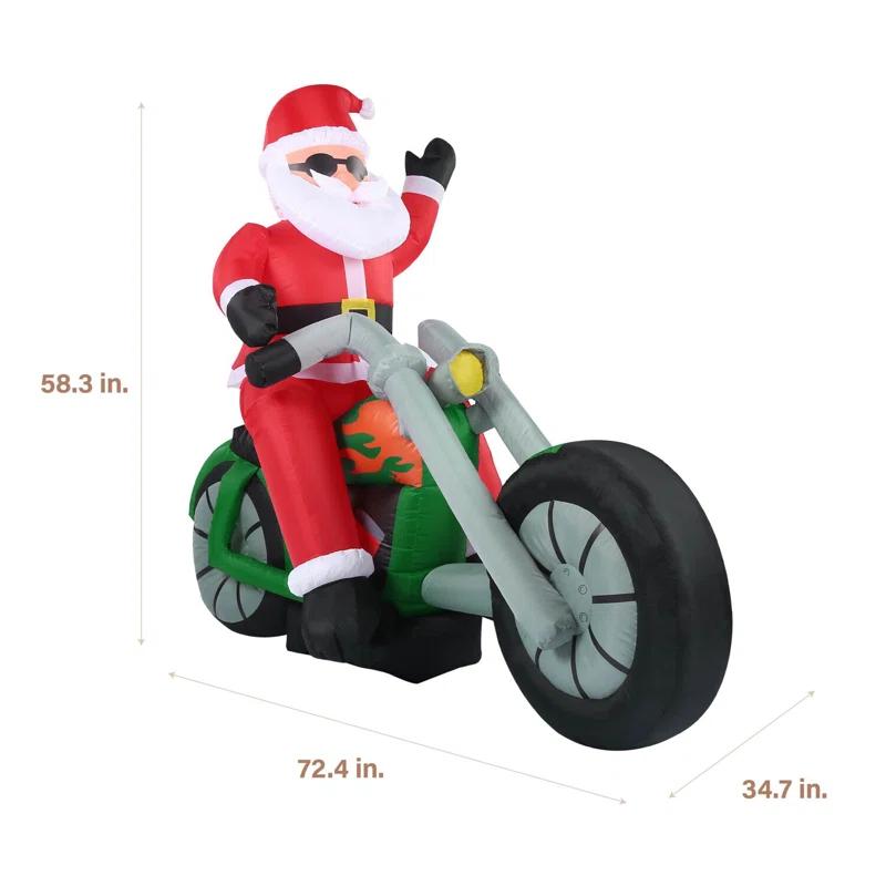 Fraser Hill Farm Fraser Hill Farm 6-Ft. Wide Motorcycle Santa Blow Up Inflatable with Lights