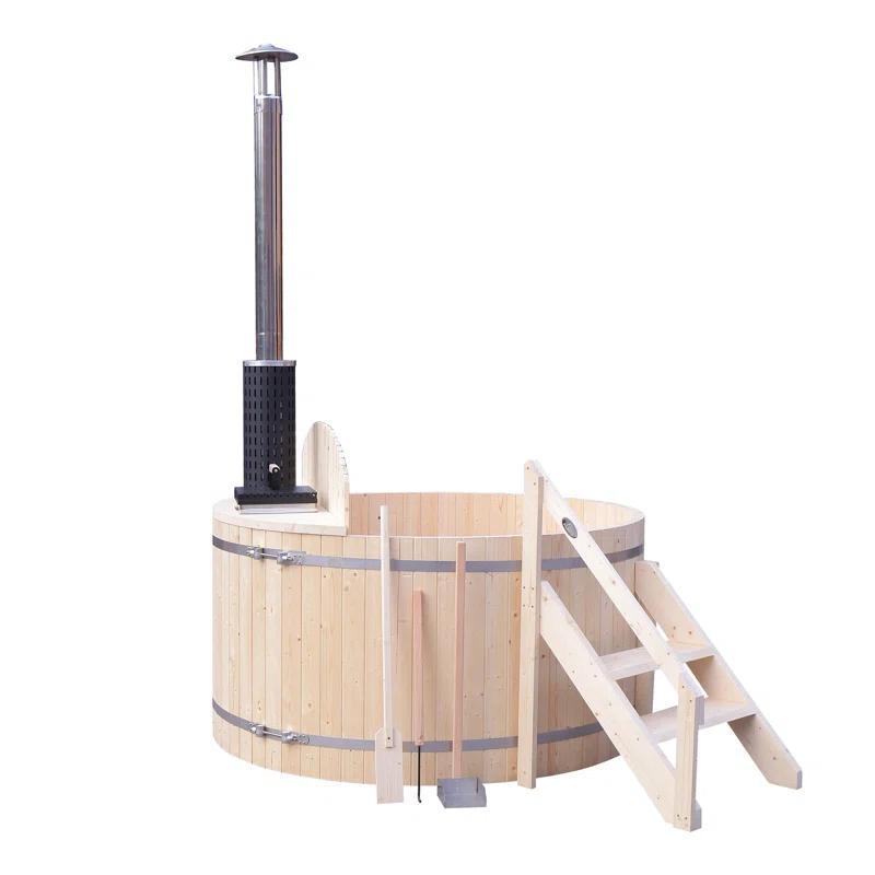 ALEKO Wood-Fired Hot Tub and Ice Bath with Internal Stove – 4-5 Person – Pine