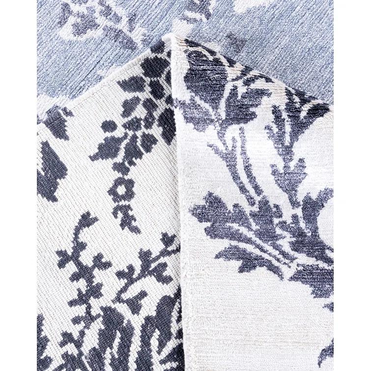 Solo Rugs One-of-a-Kind Rectangle 9'3" X 12'4" New Age Silk Area Rug Blue