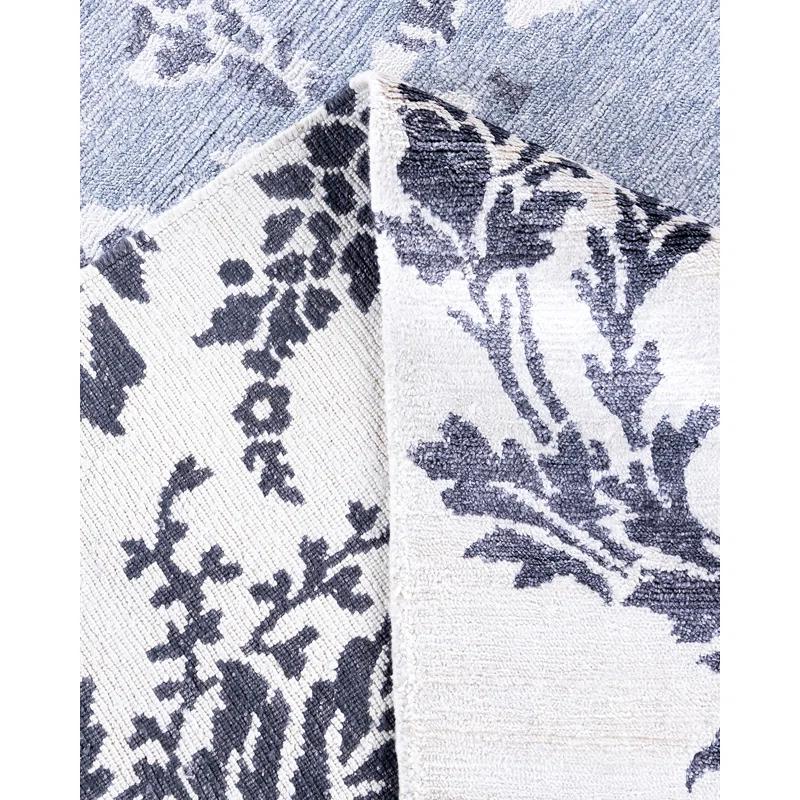 Solo Rugs One-of-a-Kind Rectangle 9'3" X 12'4" New Age Silk Area Rug Blue
