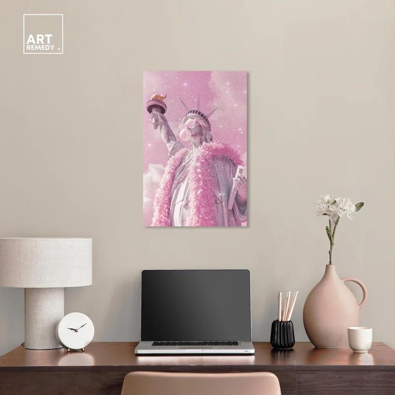 Art Remedy Statue of Style and Pop Canvas Pink Pop Wall Art by Art Remedy