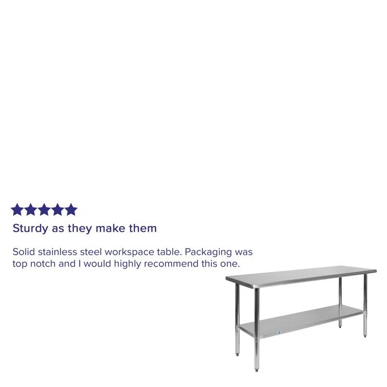 Flash Furniture Woodford NSF Certified Stainless Steel Prep and Work Table with Undershelf