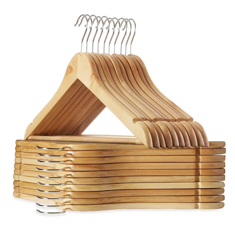 Casafield Solid Wood Non-Slip Standard Hanger for Suit/Coat (Set of 20)