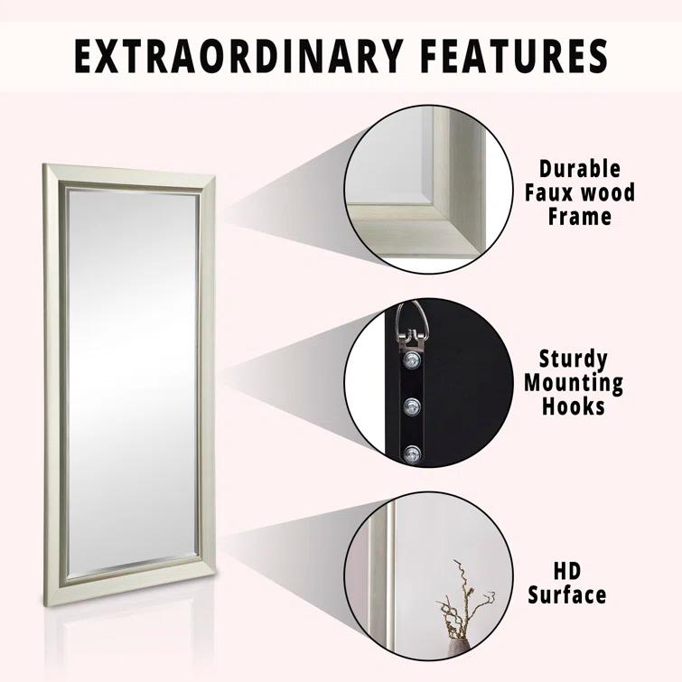 Red Barrel Studio® Chappell Beveled Full Length Huge Floor Mirror XL Mirror Large Standing Silver Floor Mirror