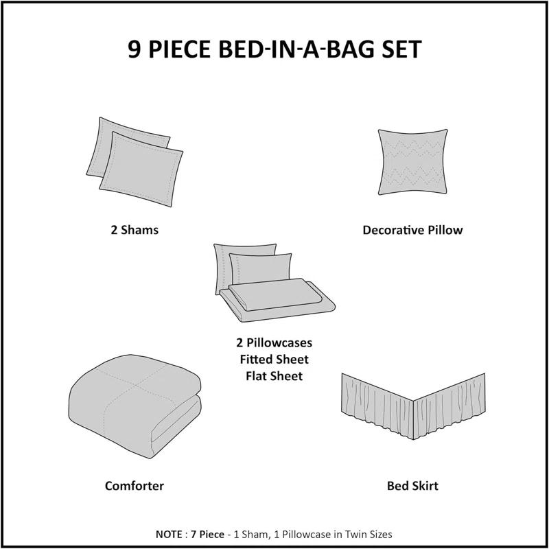 Madison Park Essentials Central Park Modern & Contemporary Comforter Set with Cotton Bed Sheets