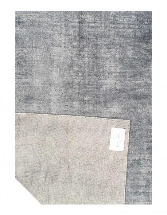 Lustrous Gray 9' x 12' Hand Loomed Wool-Viscose Blend Area Rug