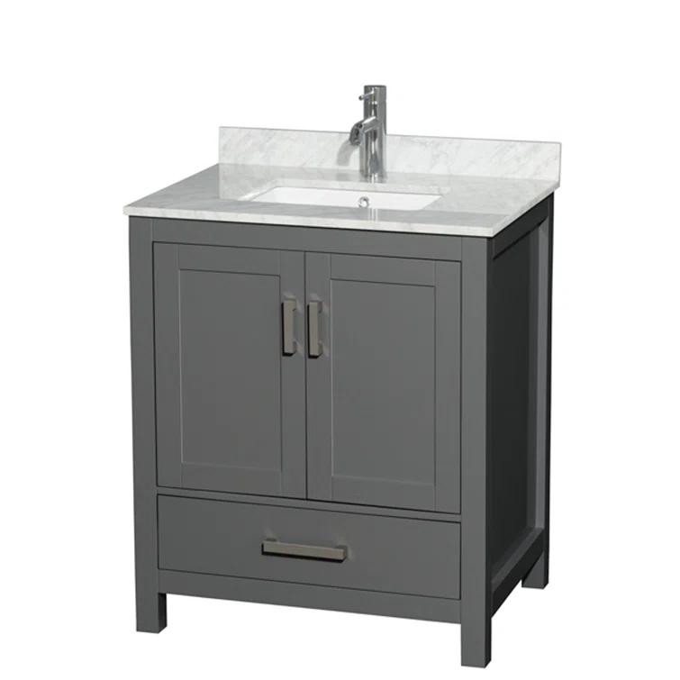 Wyndham Collection Sheffield 30" Freestanding Single Bathroom Vanity with Marble Top