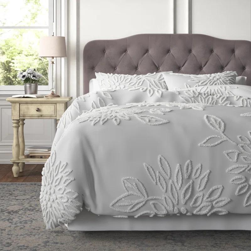 Kelly Clarkson Home Gwyneth 3 Piece Tufted Cotton Chenille Floral Duvet Cover Set