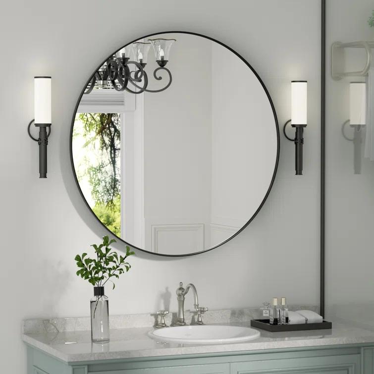 Mercer41 Alauni Round Bathroom Vanity Mirror Wall Mounted Bathroom Circle Mirrors for over sink,Home Decor  & Reviews | Wayfair