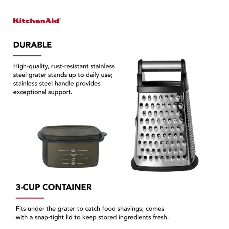 KitchenAid® KitchenAid® Gourmet 4-Sided Stainless Steel Box Grater with Detachable Storage Container