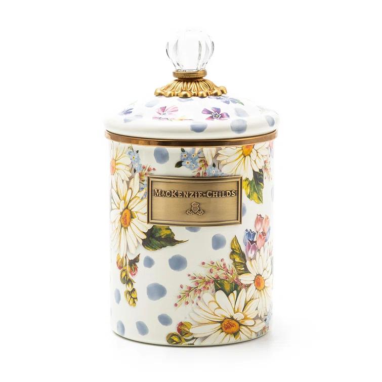 MacKenzie-Childs Wildflowers Blue Enamel Medium Canister