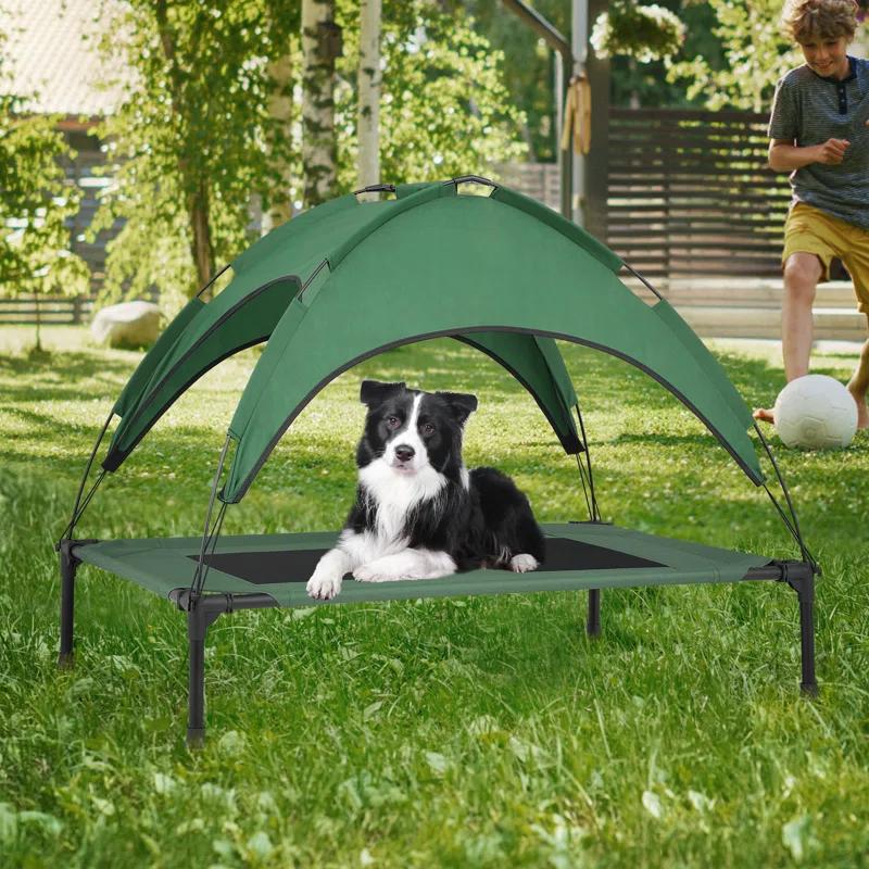 Tucker Murphy Pet™ Elevated Dog Bed With Canopy, Outdoor Dog Cot With Removable Canopy Shade Tent, Raised Pet Cot