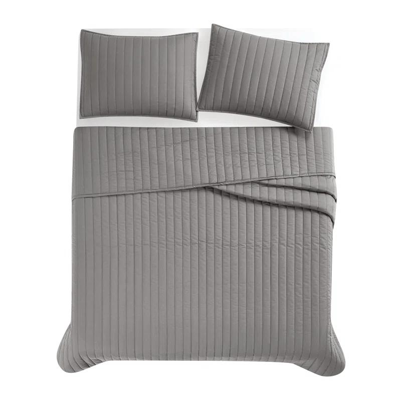 Brooklyn Loom Oversized Cotton Percale 3 Piece Quilt Set