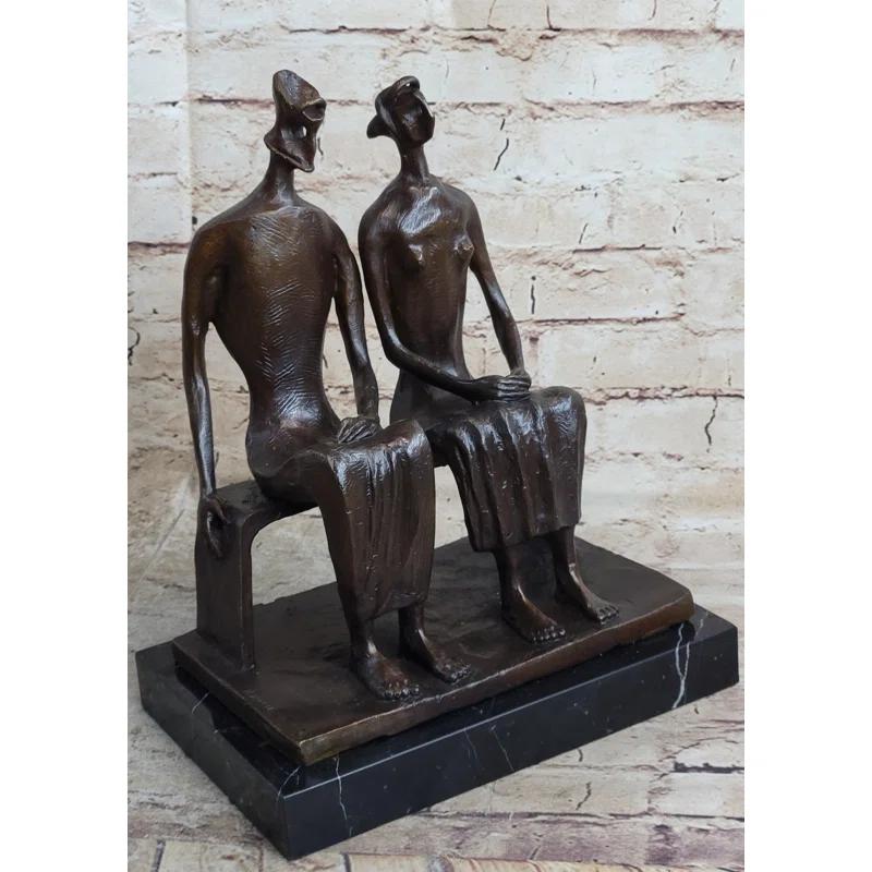 Red Barrel Studio® King And Queen By Henry Moore Abstract Surreal Man  Woman On Bench Statue Sculpture 12 Inches X 9 Inches