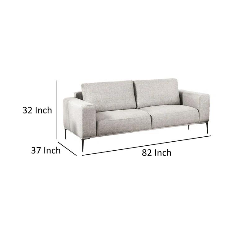 Benjara Kevin 2Pc Sofa And Loveseat, Gray Chenille, Modern Track Arms, Solid Wood