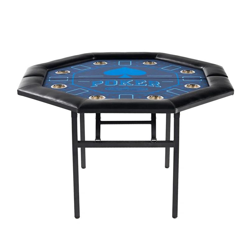 Barrington 48-in Poker Table with Folding Legs and Drink Holders for 8 Players
