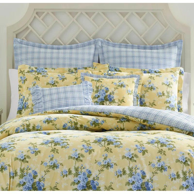 Laura Ashley Cassidy Floral Yellow Cotton Comforter Bonus Set