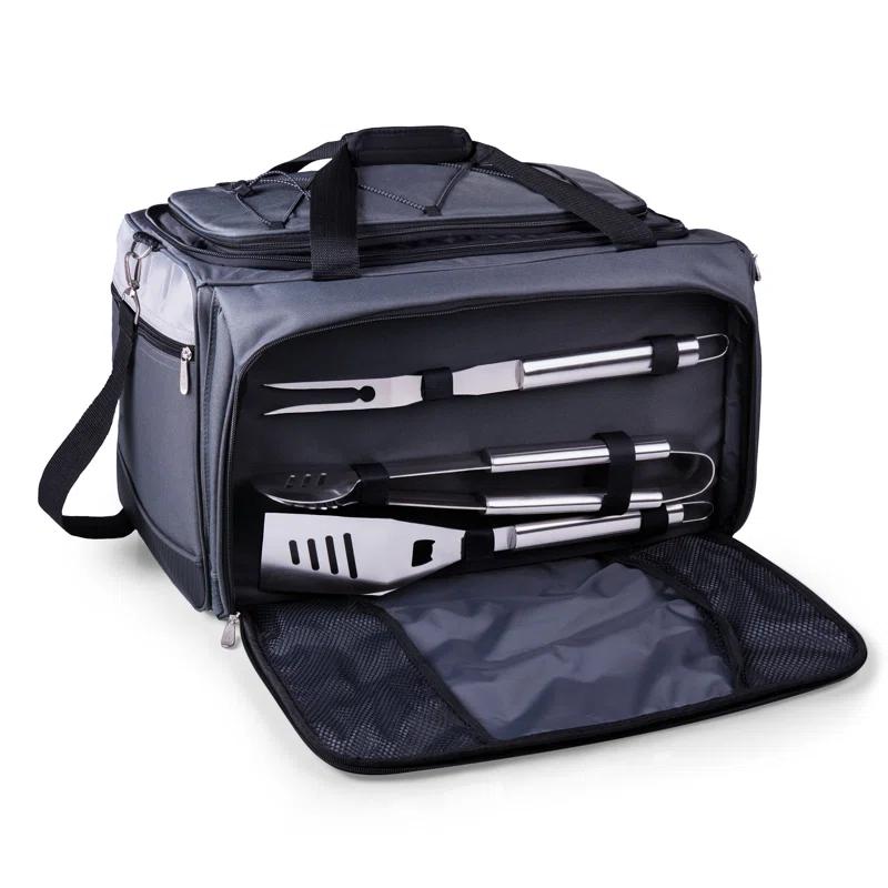 Arlmont & Co. Buccaneer Portable Charcoal Grill & Cooler Tote, Take Anywhere BBQ Grill with BBQ Accessories and Cooler Bag, Barbecues Grill for Outdoor Cooking