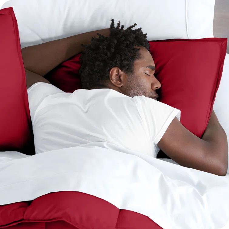 Oversized Queen Dark Blue Double Brushed Duvet Cover Set by Bare Home
