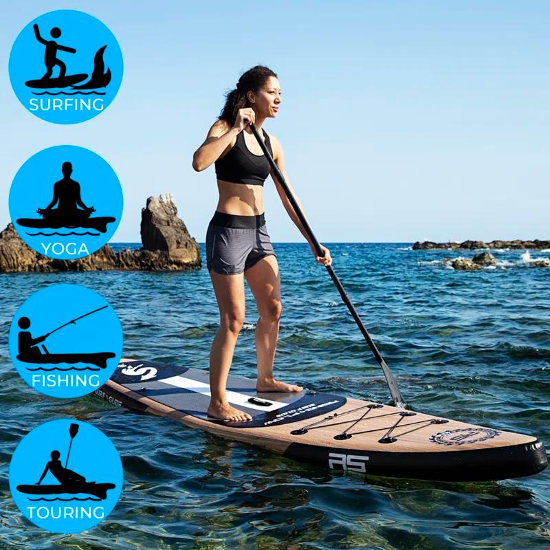 SereneLife Serenelife Inflatable Stand Up Paddle Board (6 Inches Thick) With Premium SUP Accessories & Carry Bag | Wide Stance, Bottom Fin For Paddling, Surf Control, Non-Slip Deck | Youth & Adult Standing Boat SLSUPB754
