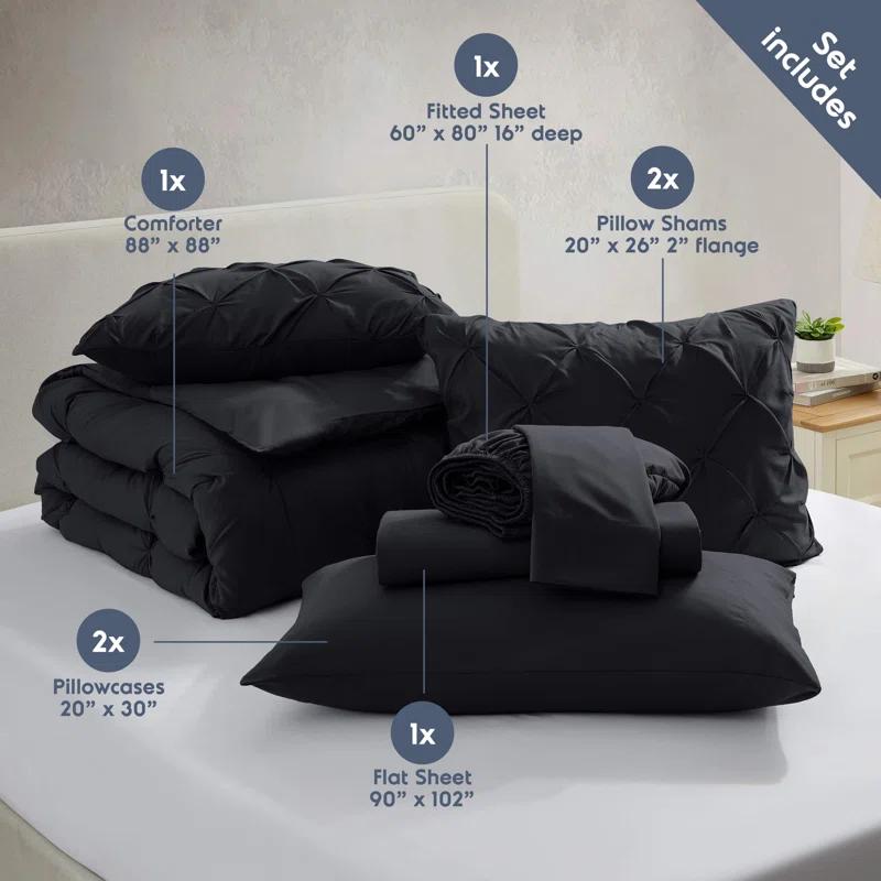 Nestl Bed-in-A-Bag Pleated Comforter Set with Bed Sheets