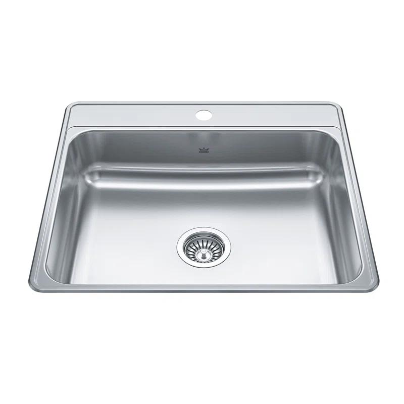 Kindred Creemore 25'' L Drop-In Single Bowl Stainless Steel Kitchen Sink CSLA2522-7-1N