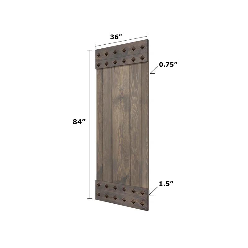 IsLife 84'' Solid Wood Paneled Matte with Installation Hardware Kit Barn Door